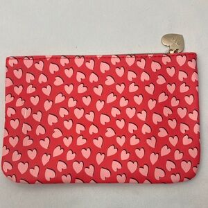 Ipsy Heart Patterned Red and Pink Pouch